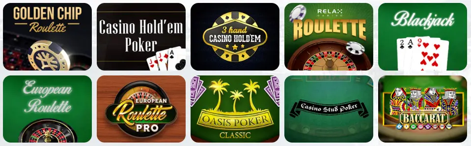 Jeux de table au Winzter Casino